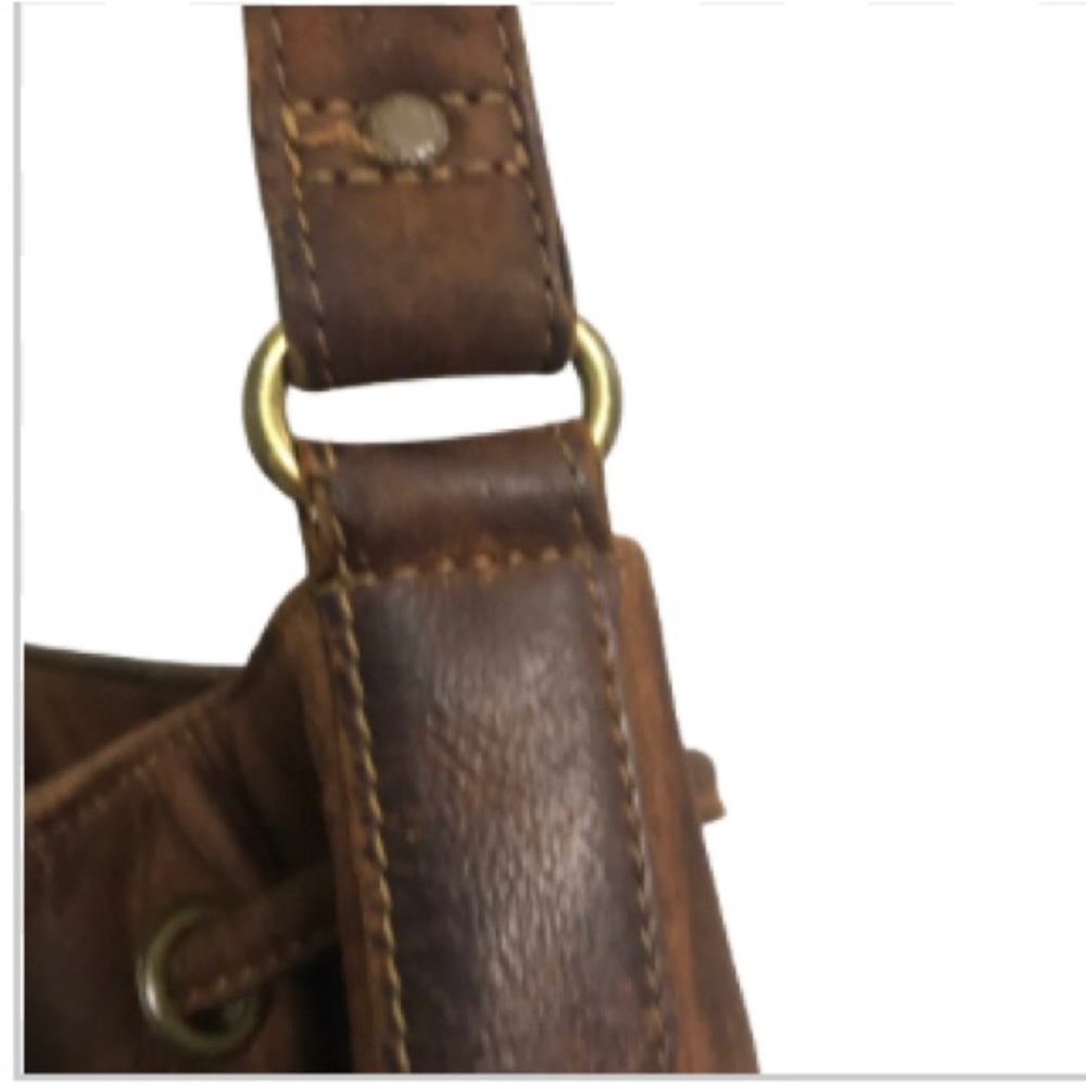 Fossil Y2k Leather Drawstring Bucket Crossbody Bag - image 6